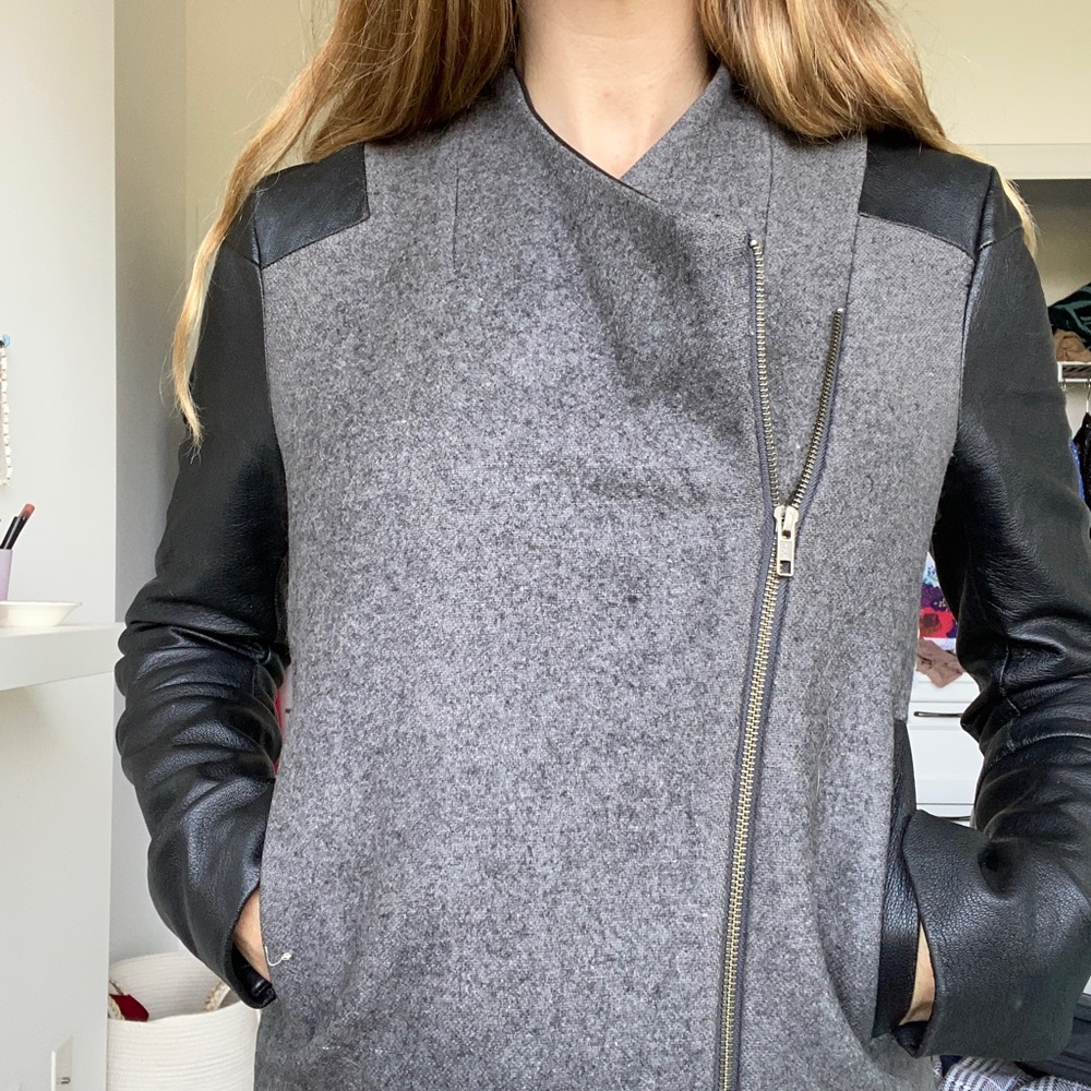 Wool and leather jacket